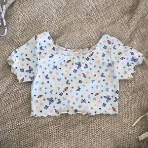 Butterfly Print Crop Top | Festival Wear